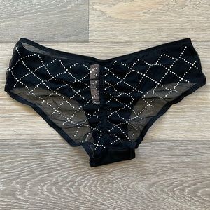NWT Victorias Secret black Rhinestone lace Low-rise Hiphugger Underwear  XS